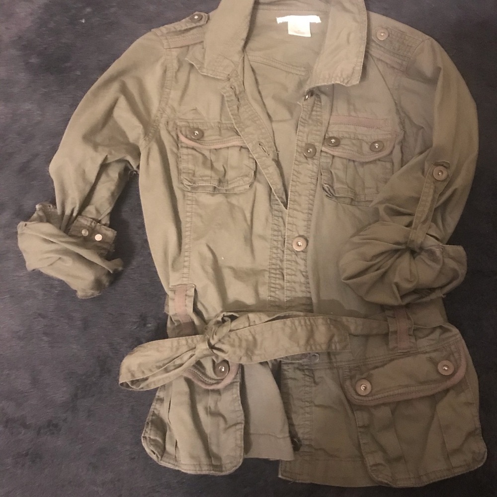 Green button down shirt